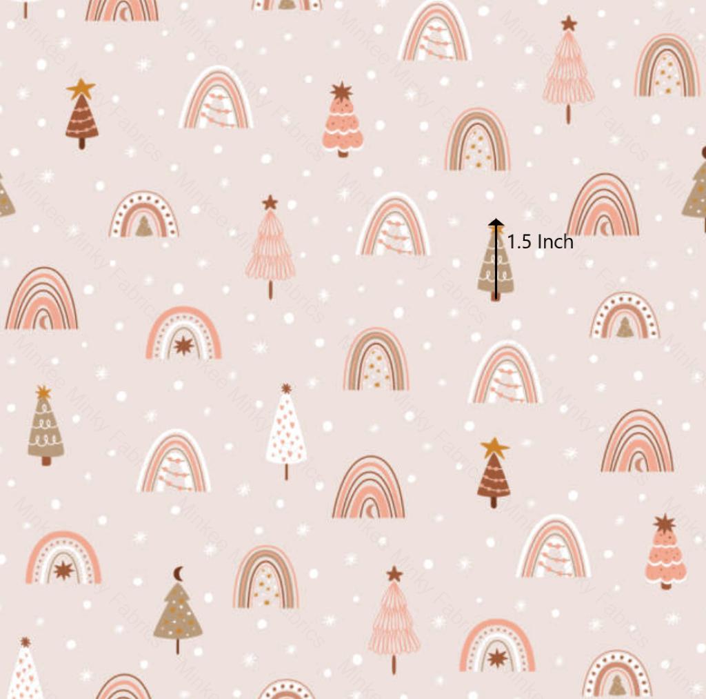 Pink Christmas Trees And Rainbows (May Pre-Order) - Fabric Digital Preorder