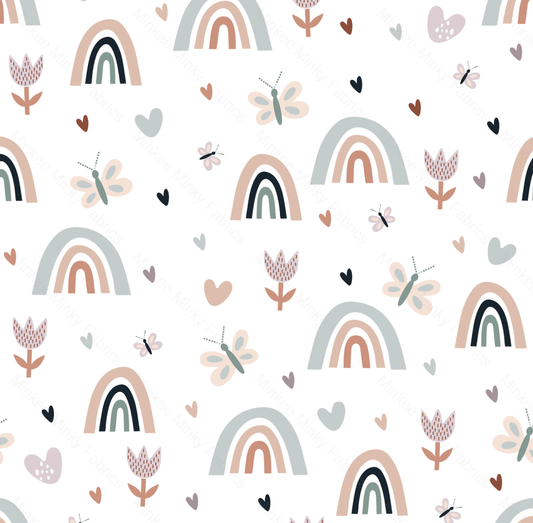 Rainbow And Butterflies - Muslin / 1.5 Inch *seconds* Fabric Seconds