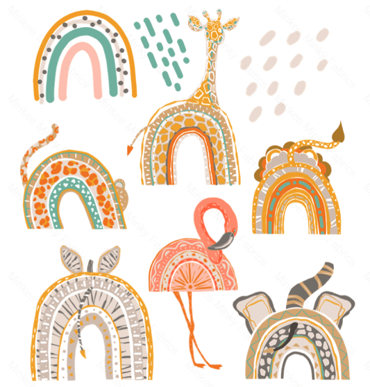 Rainbow Animals (Meerkats Pre-Order) Select Fabric Base / Print Size Digital Preorder