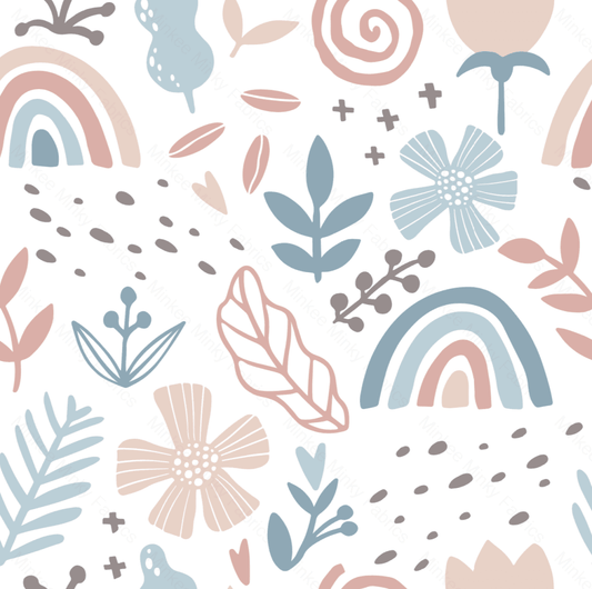 Rainbow Floral Digital Fabric