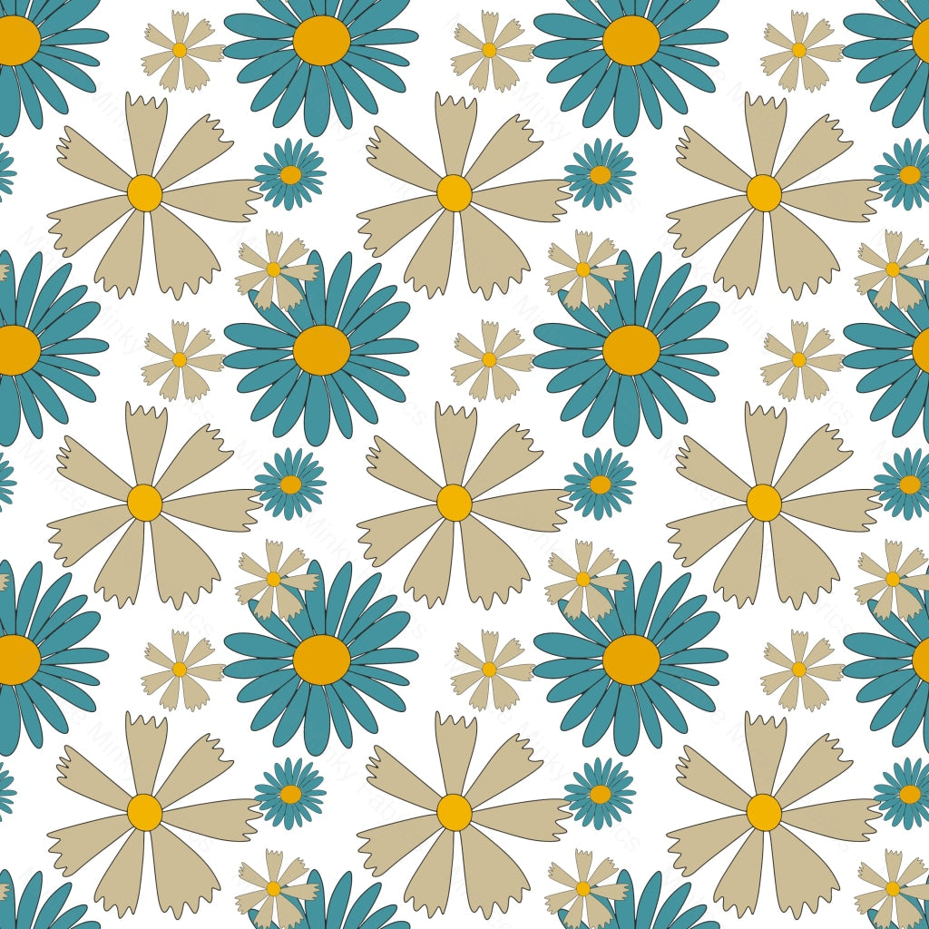 Retro Blue Flower(January Easter Pre-Order) Digital Fabric Preorder