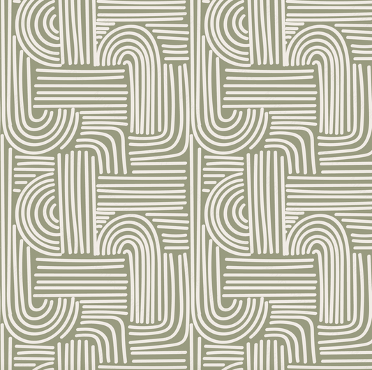 Sage Abstract Stripes - 100% Cotton Woven Fabric Retail Digital