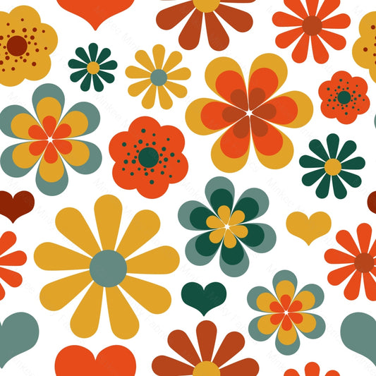 Seventies Flower Power (August Pre-Order) Digital Fabric Preorder