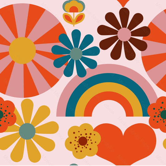 Seventies Rainbow Floral (August Pre-Order) Digital Fabric Preorder