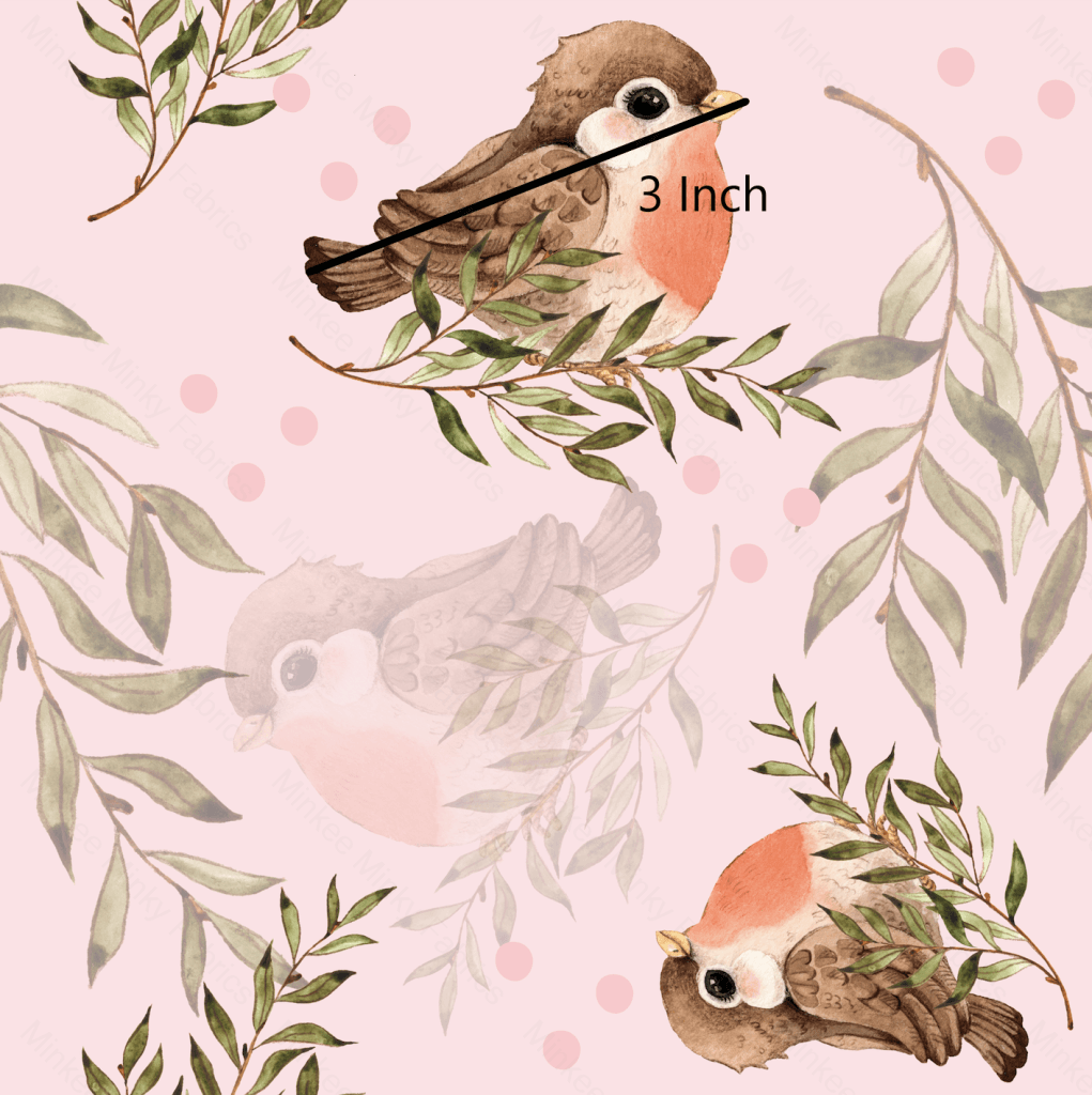 Song Birds On Soft Pink - 100% Cotton Woven Fabric Digital Retail