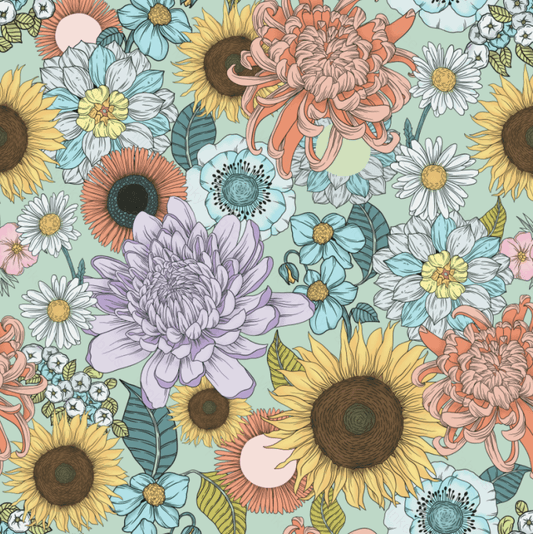Spring On Mint (January Pre-Order) - Fabric Digital Preorder
