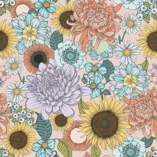 Spring On Soft Peach (January Pre-Order) - Fabric Digital Preorder