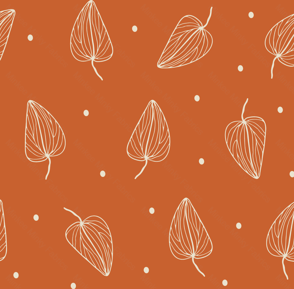 Terracotta Leaves - 100% Cotton Canvas Fabric Digital Retail