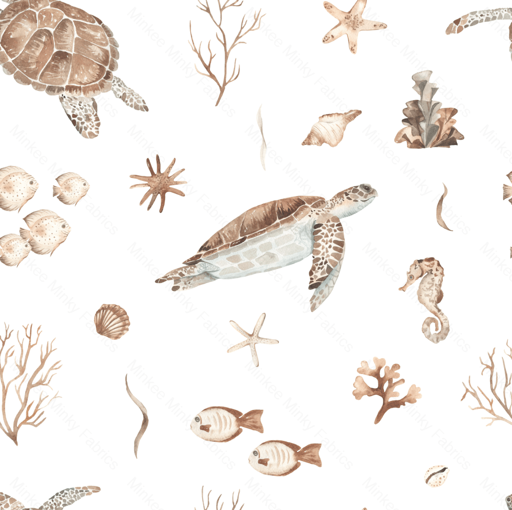 Turtles - 100% Cotton Woven Fabric Retail Digital