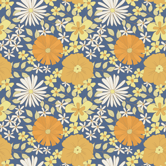 Vintage Spring Blue - French Terry Fabric Digital Retail