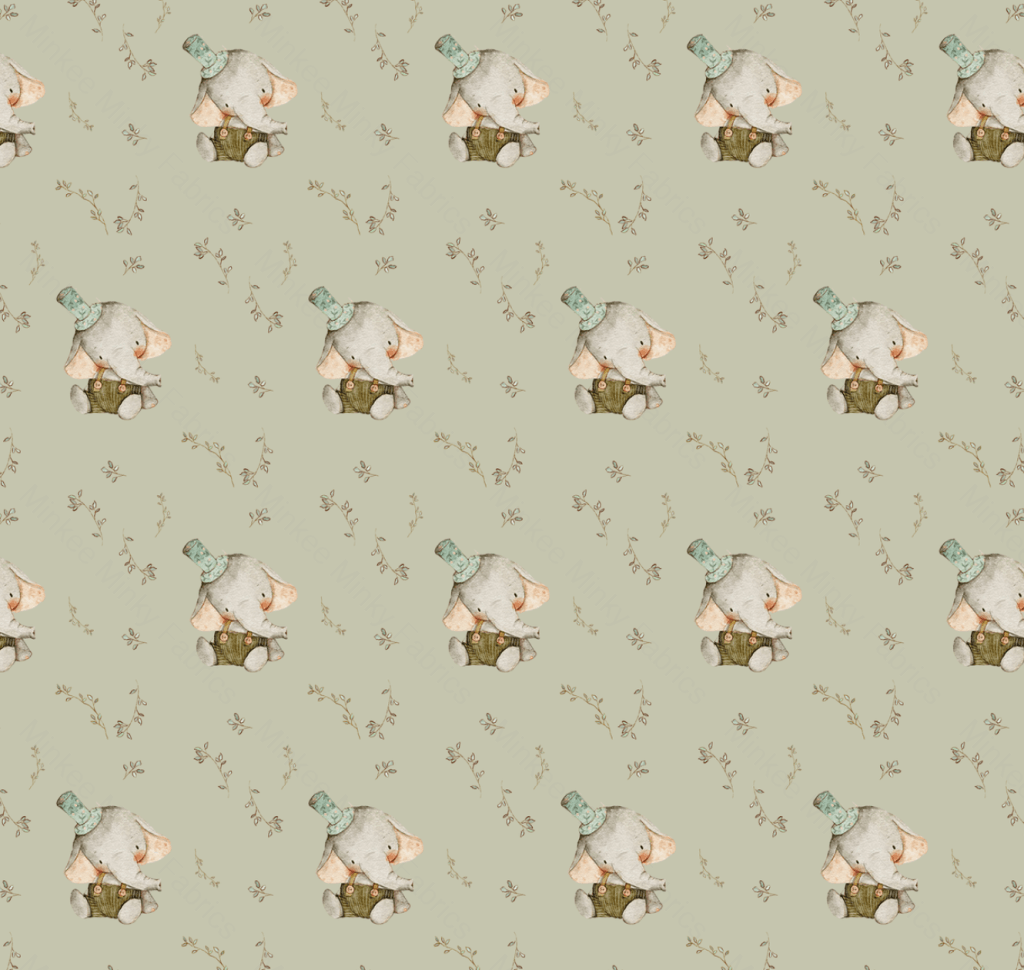 Watercolour Ellie On Sage (August Pre-Order) - Fabric Digital Preorder