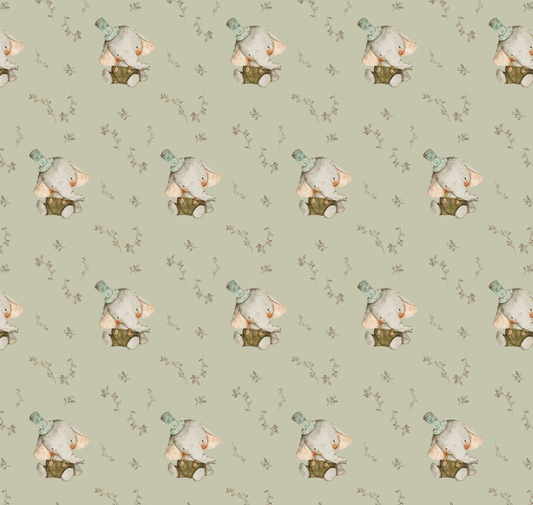 Watercolour Ellie On Sage (August Pre-Order) - Fabric Digital Preorder