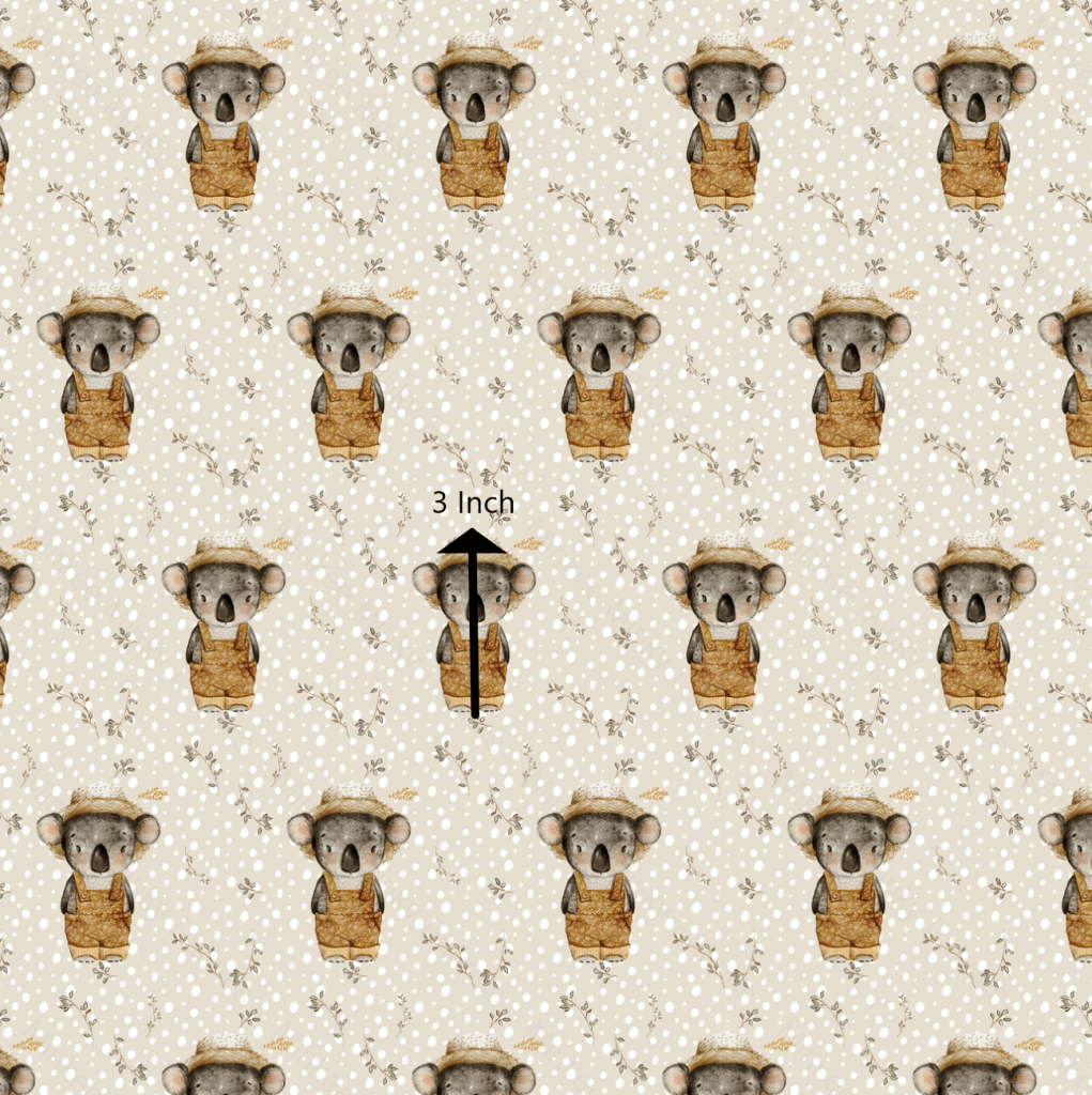Watercolour Koala On Dots (August Pre-Order) - Fabric Digital Preorder