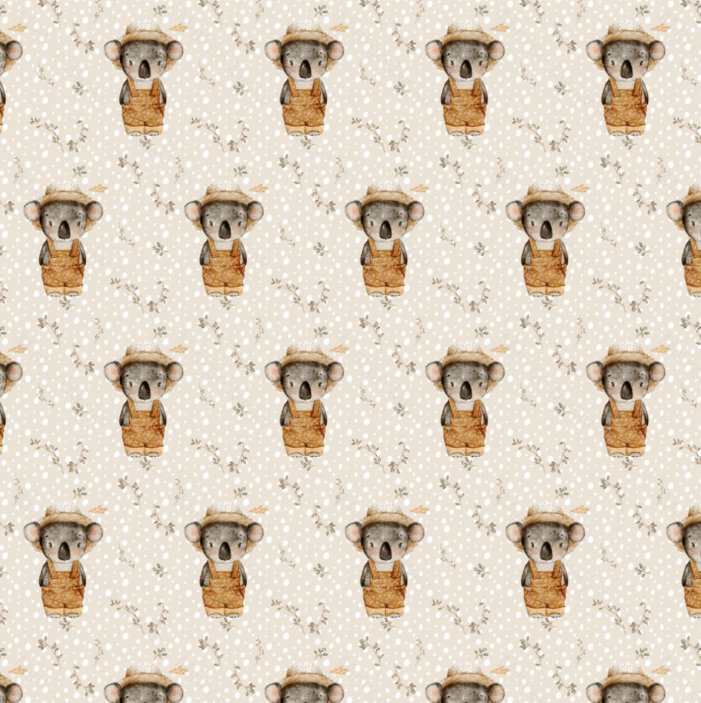 Watercolour Koala On Dots (August Pre-Order) - Fabric Digital Preorder