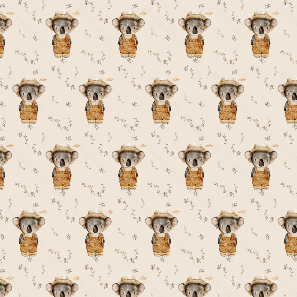 Watercolour Koala On Oatmeal (August Pre-Order) - Fabric Digital Preorder