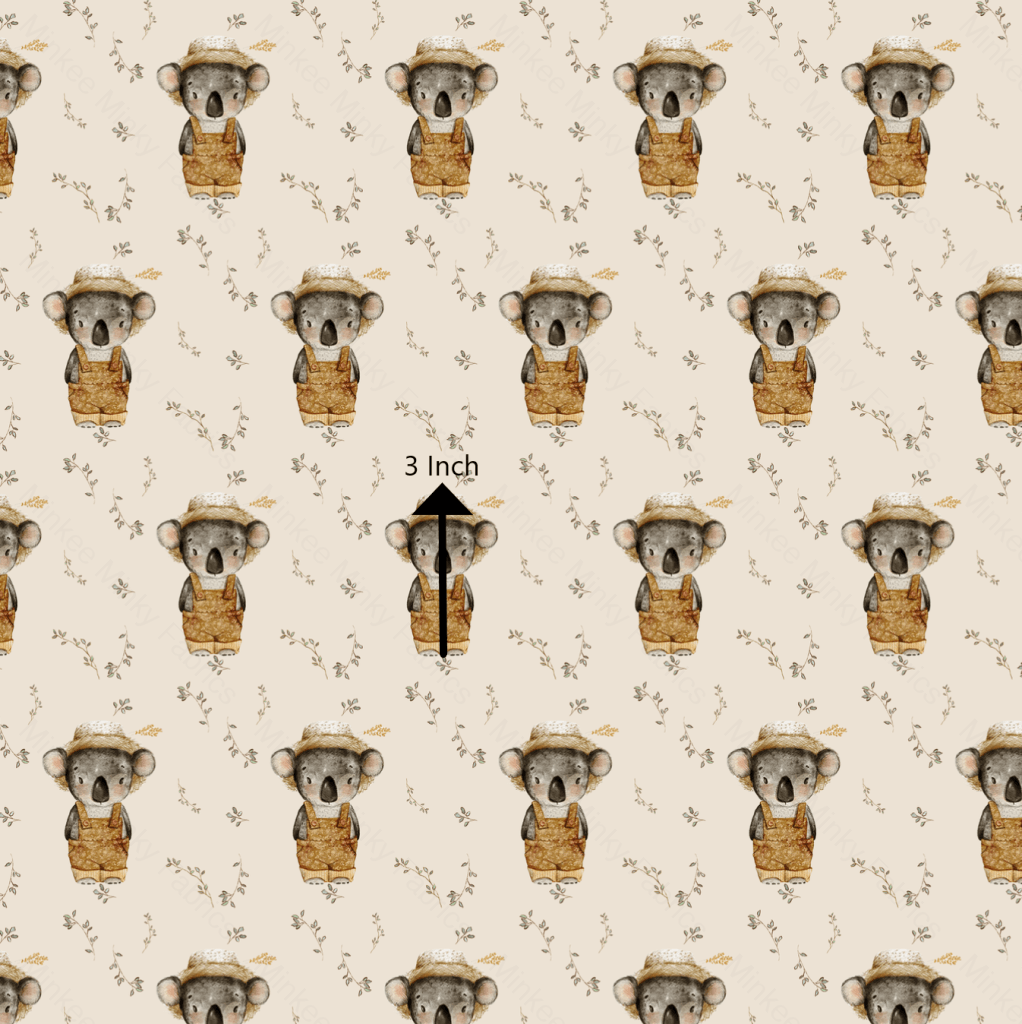 Watercolour Koala On Oatmeal (August Pre-Order) - Fabric Digital Preorder