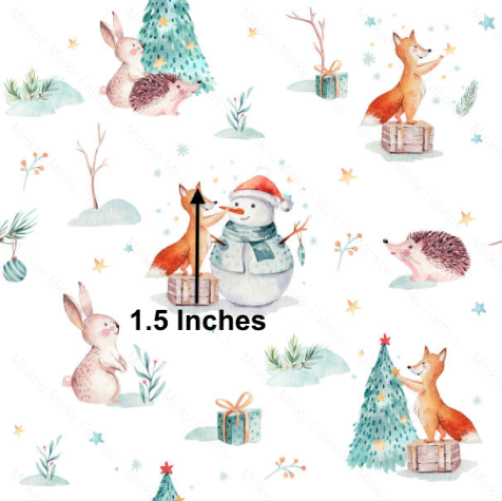 Woodland Christmas Pre-Order (7Th July) Cotton Sateen / 1.5 Inches Digital Fabric Preorder