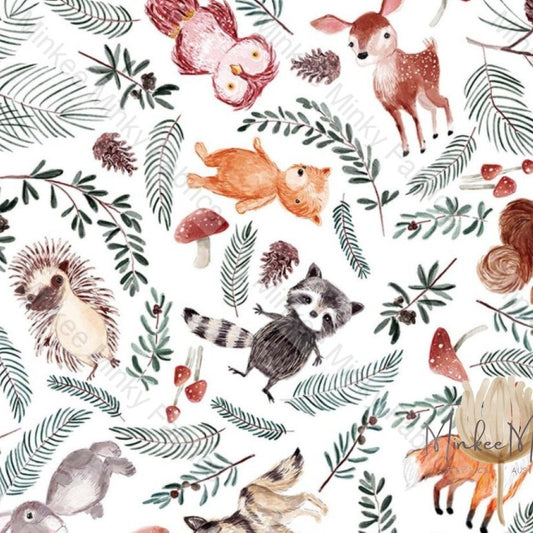 Woodland Creatures - Linen Fabric